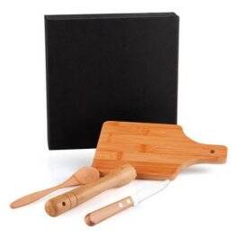 Kit Para Caipirinha Em Bambu / Madeira Ibiza - 4 Pçs