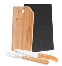 Conj. Para Cozinha Em Bambu / Madeira / Inox Oregon - 3 Pçs