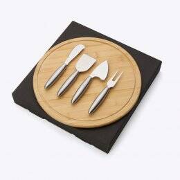 Conjunto Para Queijo Em Bambu / Inox - 5 Pçs