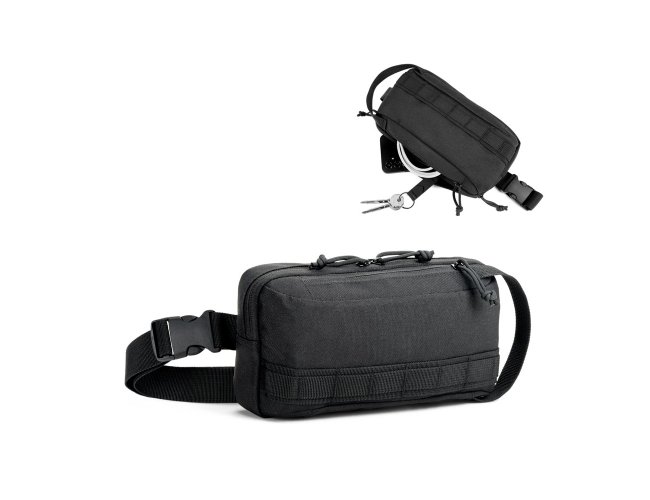 Pochete em poli�ster reciclado 600D de alta densidade com forro em poli�ster reciclado 210D