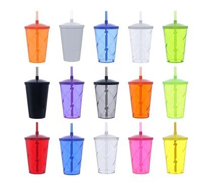 COPO TWIST/LISO COM TAMPA E CANUDO