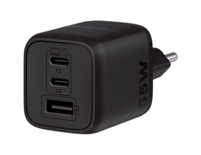 Carregador de tomada com 2 sa�das USB-C+1 USB, 65w,