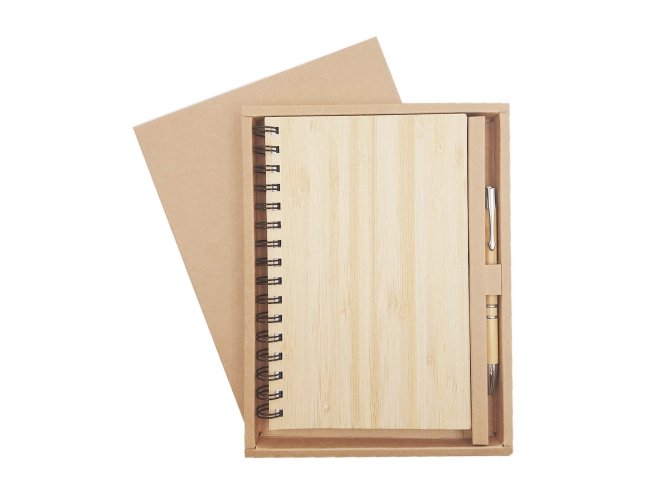 Kit Bloco de Anota��es + Caneta em Bambu
