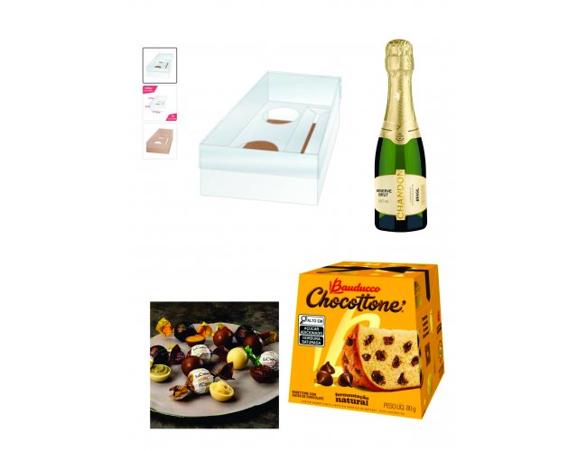 Kit com Espumante Chocotone e Trufas
